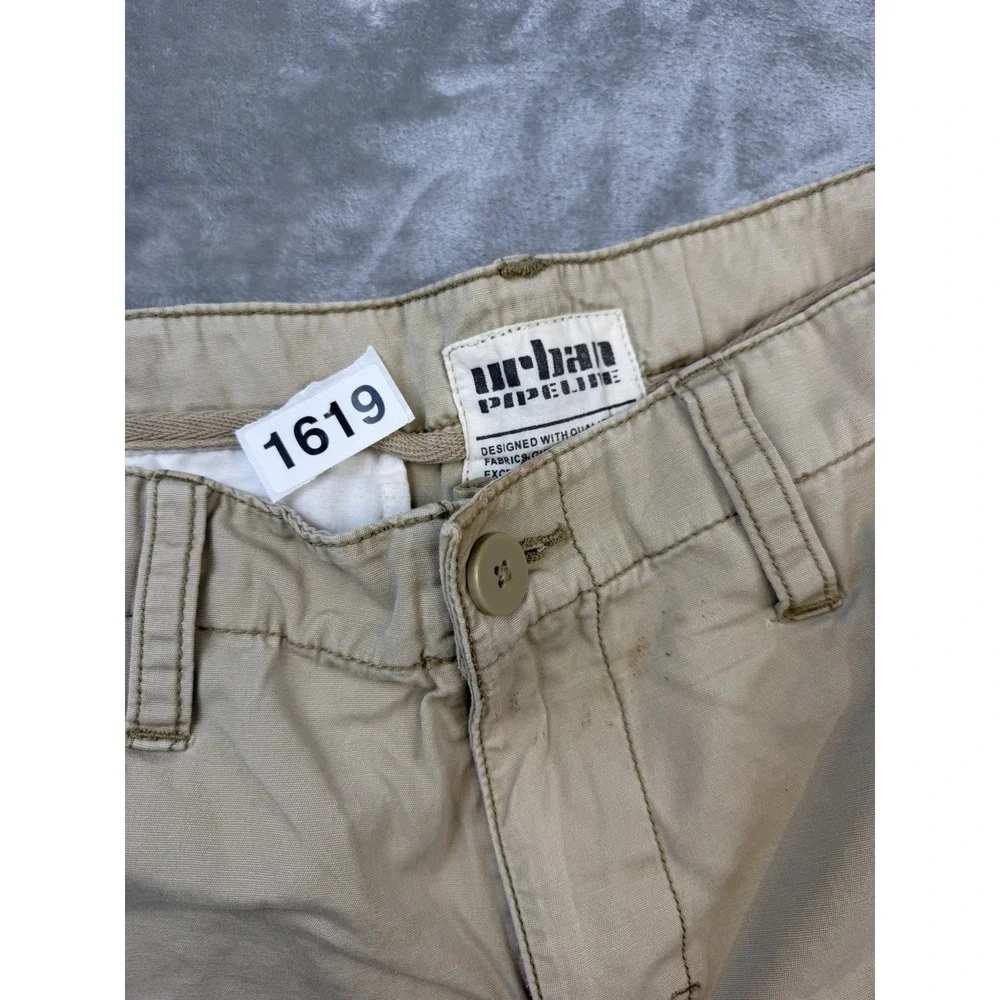 Urban Pipeline Mens Size 34x11.5 Cargo Shorts Khaki Tan Cotton Relaxed
